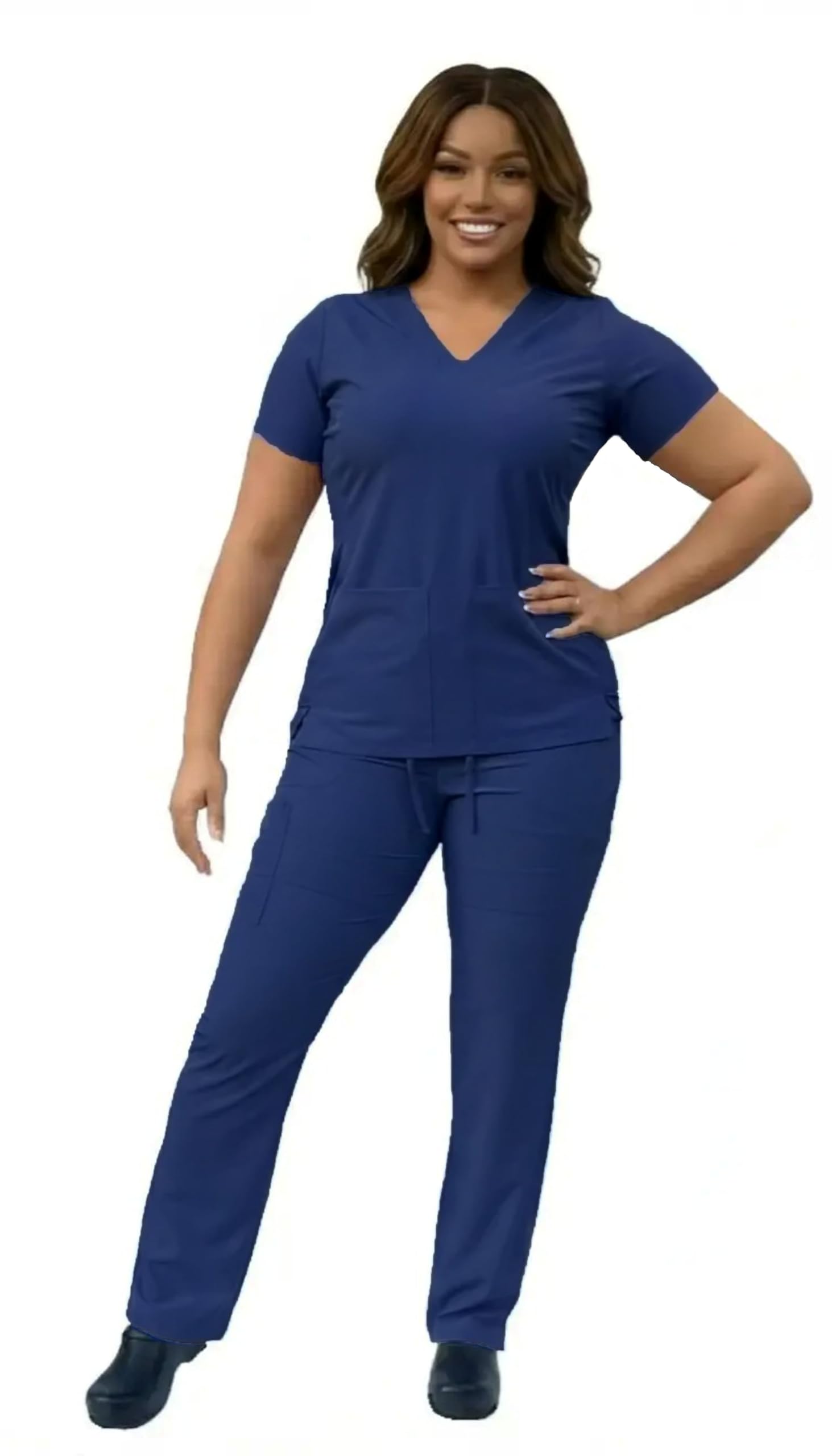ANGIE UNIFORMS YOGAFLEX - TALL PETITE Soft Stretchy Scrub Set for Women 2-Pocket Top and 5 Pocket Pants