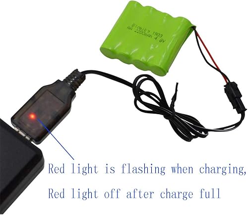 Miniatura 4 de Blomiky Batería recargable AA NiMH de 4.8 V 2200 mAh con conector SM-2P y cable de carga USB, adecuado para SY-E511 Excavadora RC Vehículo RC Coche