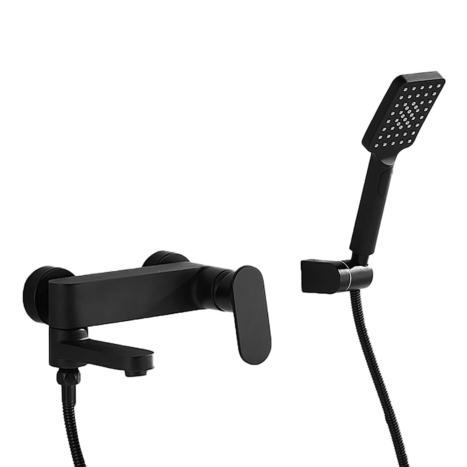 Rubinetto della Vasca Nera con Tocco da Bagno con Doccia Portatile per Vasca da Bagno a Parete Montato da Bagno Tocco da Bagno Tocco da Bagno Tocco di riempimento da Bagno a Bocca Lunga 90 °