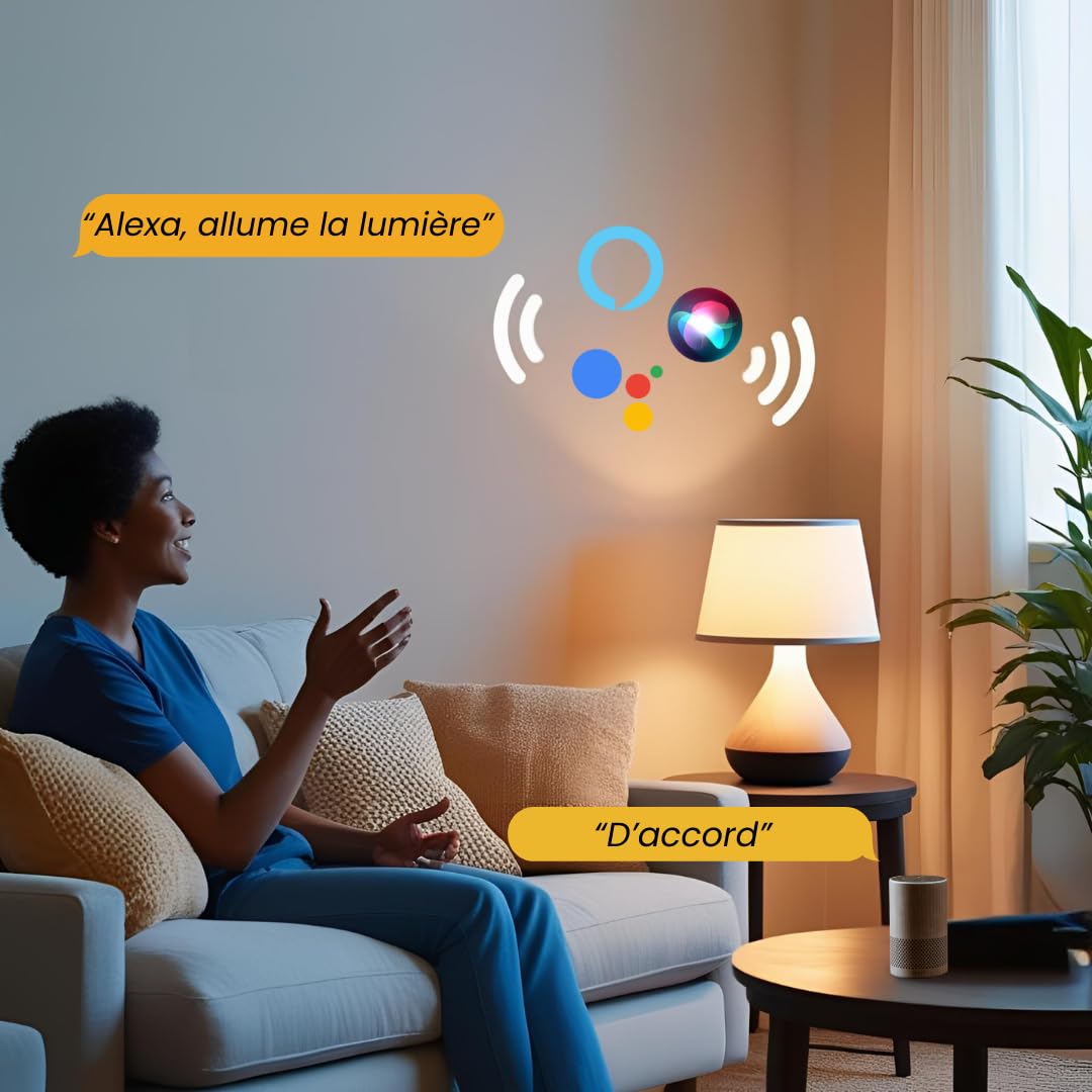 Konyks Priska Duo FR prise double Wi-Fi + BT, contrôle ON/OFF à distance, suivi de la consommation des 2 appareils simultanément, compatible Smartlife et Tuya, Amazon Alexa et Google Home