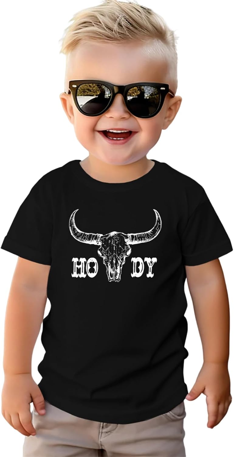 CM C&M WODRO Toddler Boy Girl Howdy Shirt Rodeo Cowboy T-Shirt Retro Western Graphic Tee Kid Funny Summer Short Sleeve Tops