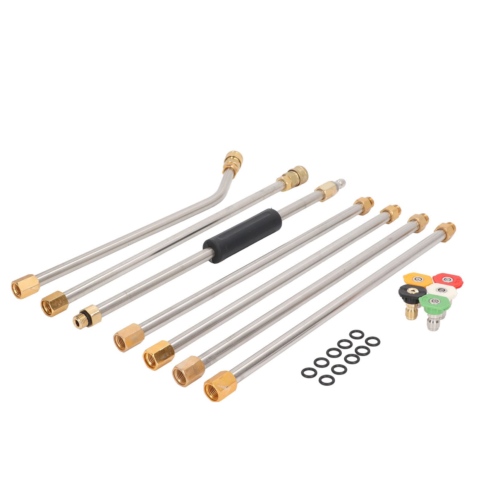 Yosoo Health Gear Zestaw Przedłużaczy do Myjki Wysokociśnieniowej, Trwałe, Odporne na rdzę Narzędzie do Czyszczenia z 6 Prętami i 5 Końcówkami Dysz Rynien, Podjazdów i Samochodów