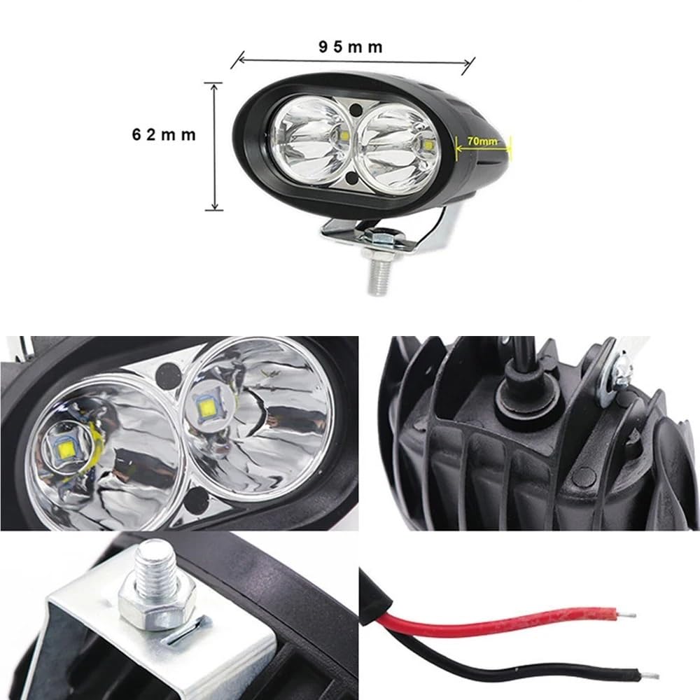 Moto Faro Anteriore Fendinebbia per moto, faro a LED, lampada di guida ausiliaria, faretti da lavoro, bianco giallo per Rad Power