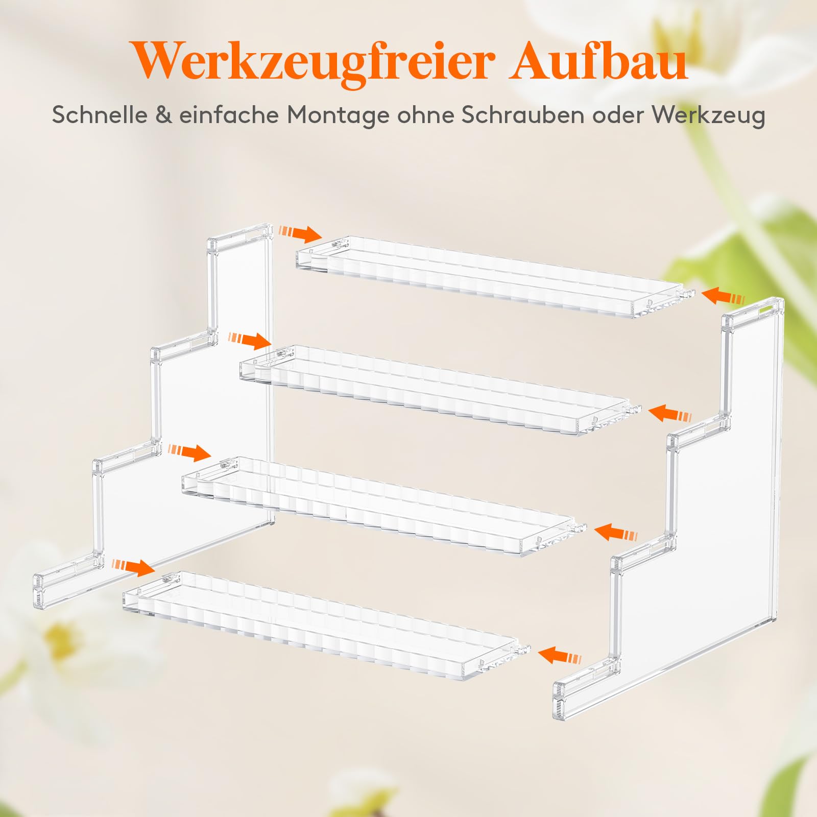 Lifewit 4-stufiger transparenter Parfümständer mit Gitter, Kunststoff Parfüm Organizer Auslage, Acryl Vitrine für Make-up, Cupcake, Dessert, Gewürz, Arbeitsplatte, Vanity, Dresser,2 Pack, 30,48 cm