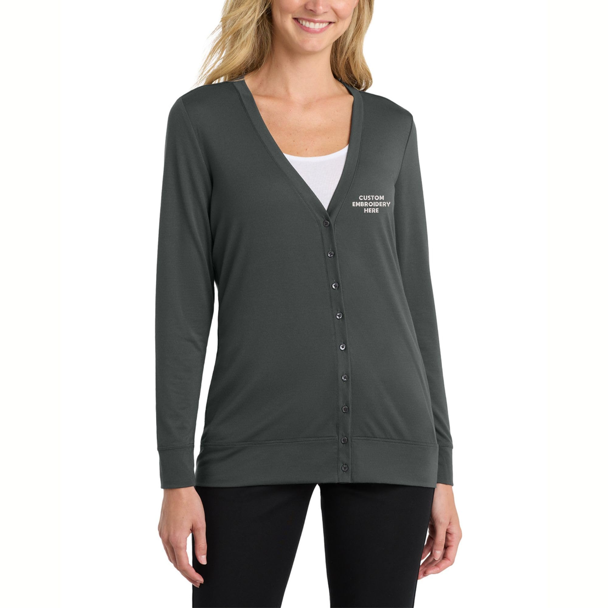 Custom Embroidered Womens Concept Cardigan Button Front Cardigan Sweater Personalized Business Logo