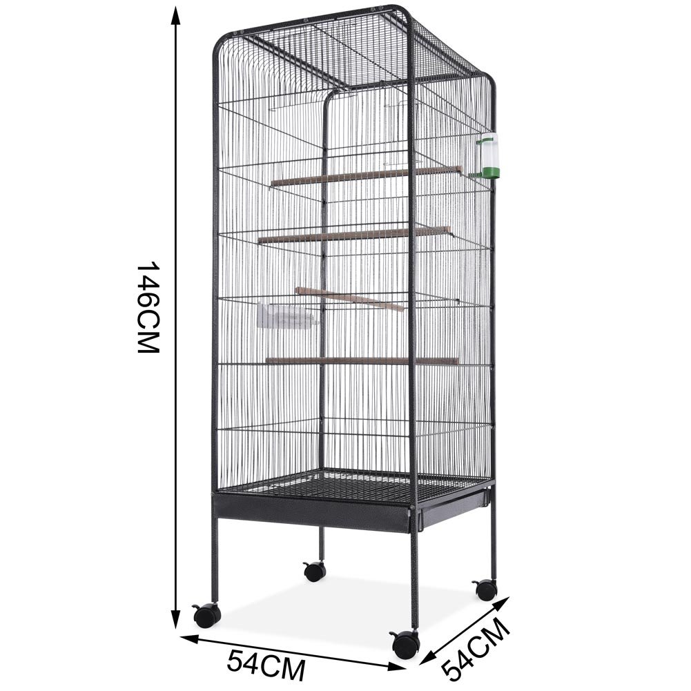 BAKAJI Voliera XXL per Uccelli Pappagalli Canarini Parrocchetti Altezza 150 cm Gabbia Grande in Metallo Bird House Cassetto Estraibile per la Sabbia, Adatta per Interno ed Esterno