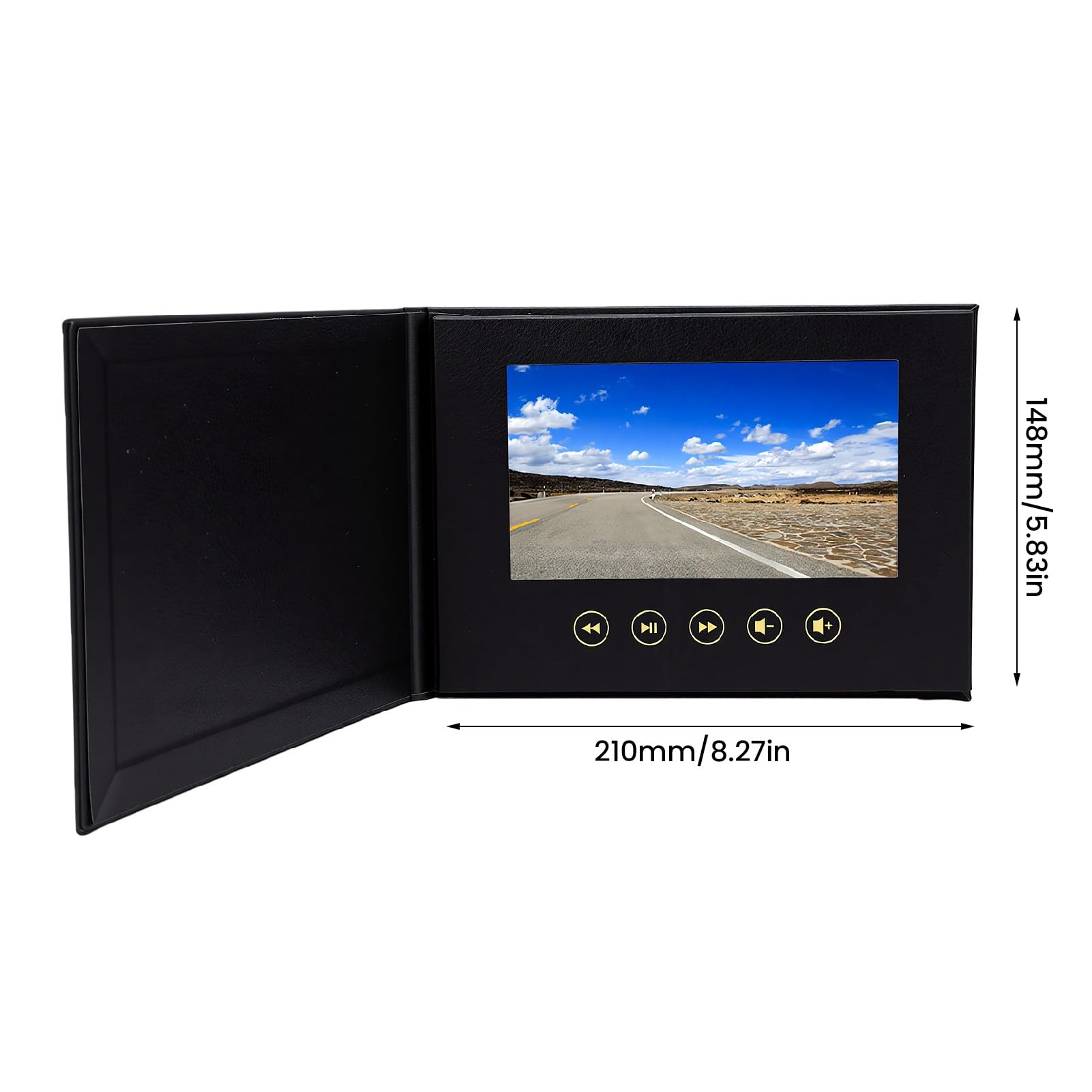 Jiawu 7-Zoll-Digital-Video-Grußkarte, Farbenfrohe Elektronische Broschüre mit Tragbarem Display für Hochzeiten und Geschäftsaktionen, PU-Material