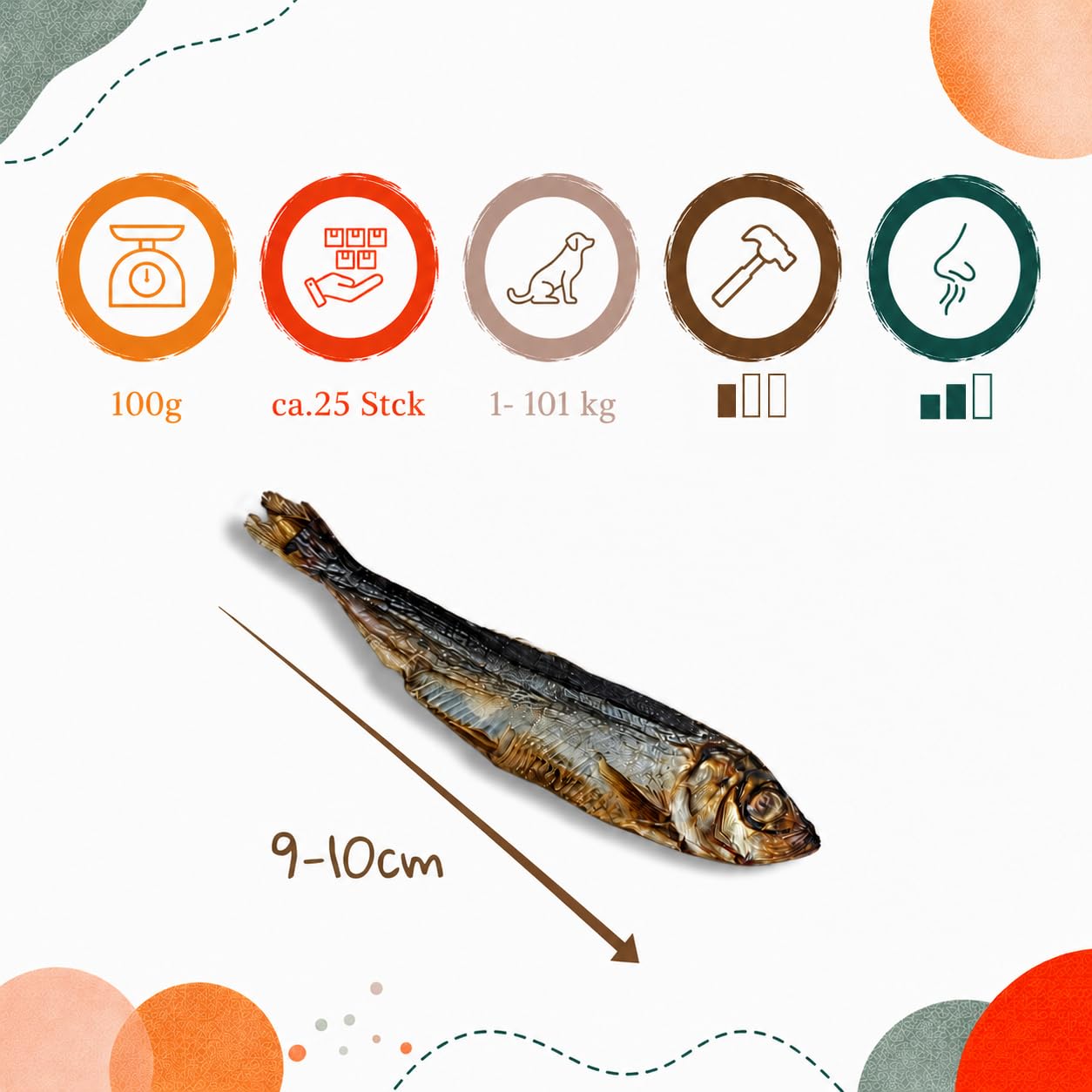 Getrocknete Sprotten für Hunde & Katzen, 100% Fisch, natürlicher Fischsnack & Kausnack, reich an Omega-3 Fettsäuren, Monoprotein, ohne Zusatzstoffe, getreidefrei, Hundesnack & Katzensnack (1kg)