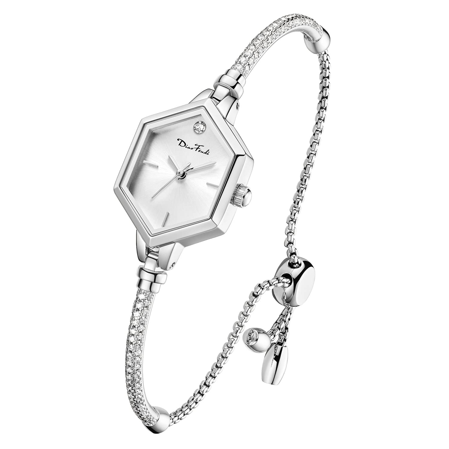 Rose Gold Petite Bracelet Watch for Women, Diamond Dress Analog Hexagonal Mini Women Watch Waterproof