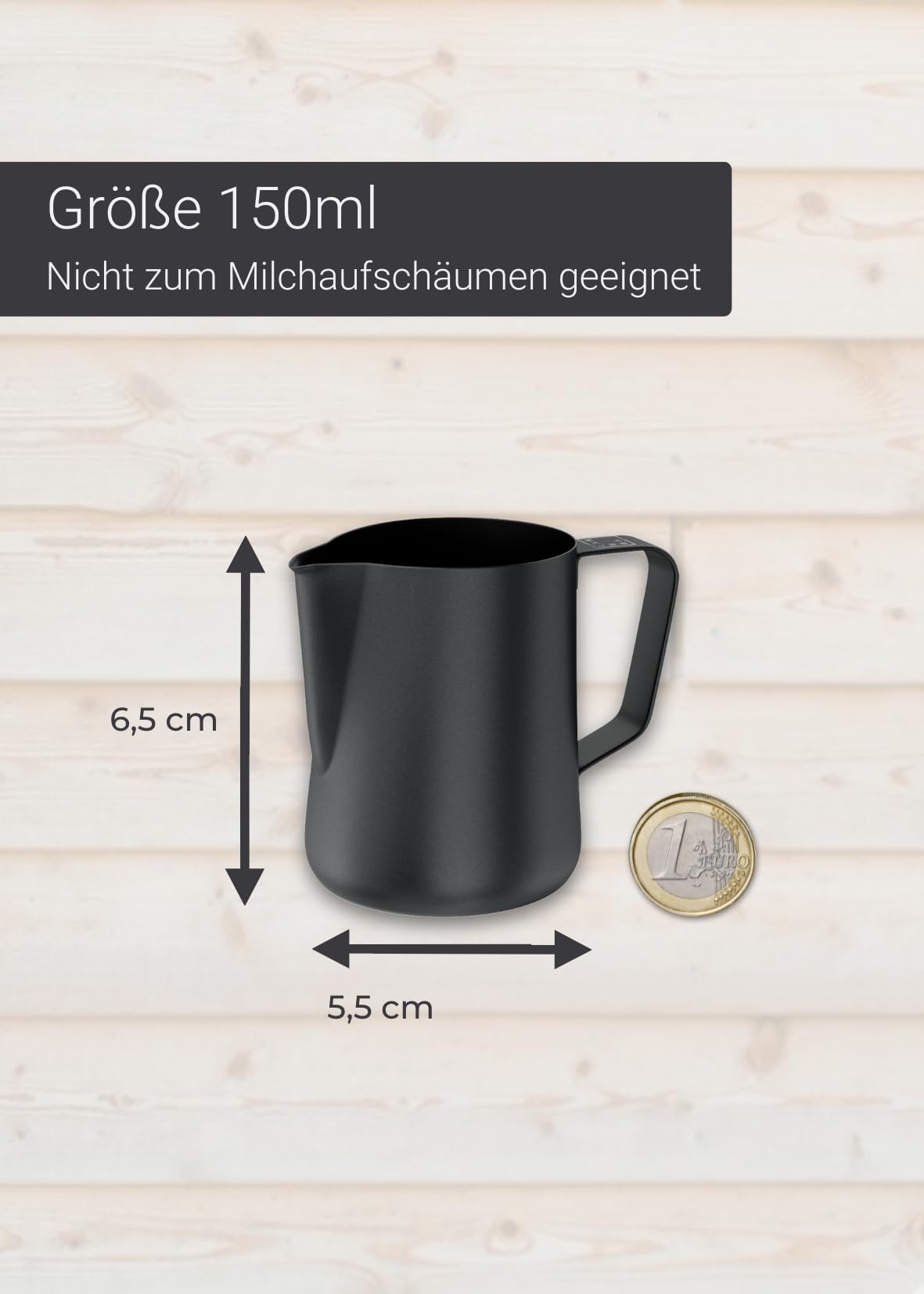 Lambda Coffee Barista Espresso Kännchen Edelstahl 150ml I Espresso Kanne silber zum Gießen von Espresso I Barista Milchkännchen klein | Siebträger Zubehör