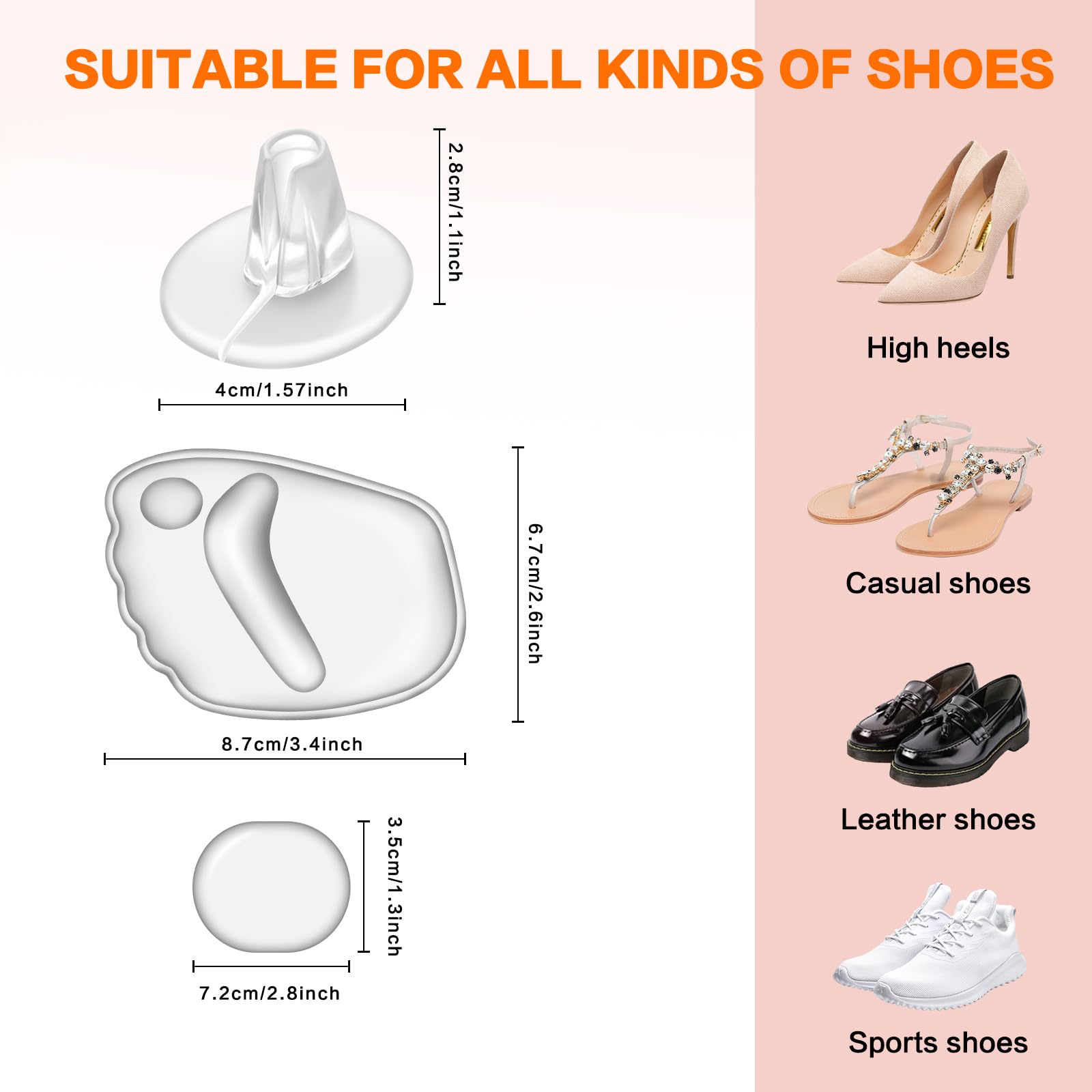 Almohadillas de talón para zapatos sueltos, almohadillas de talón para zapatos demasiado grandes, para hombres y mujeres, protectores de talón ultra relajantes para el dolor de talón