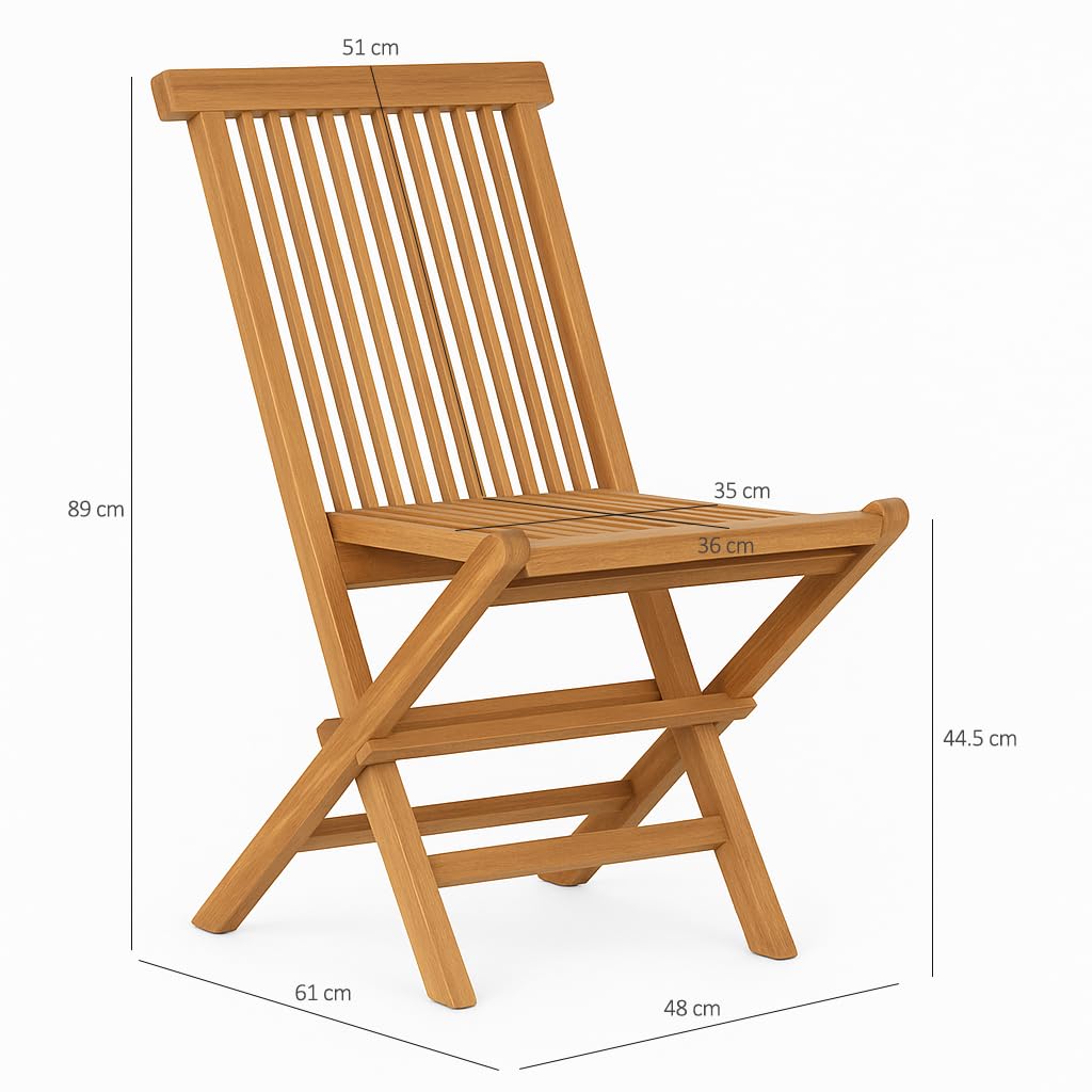 Meubletmoi Chaise de Jardin Pliante en Bois de Teck Massif huilé pour Table de Repas - Extérieur Naturel Patio terrasse Balcon - ANCOLIE