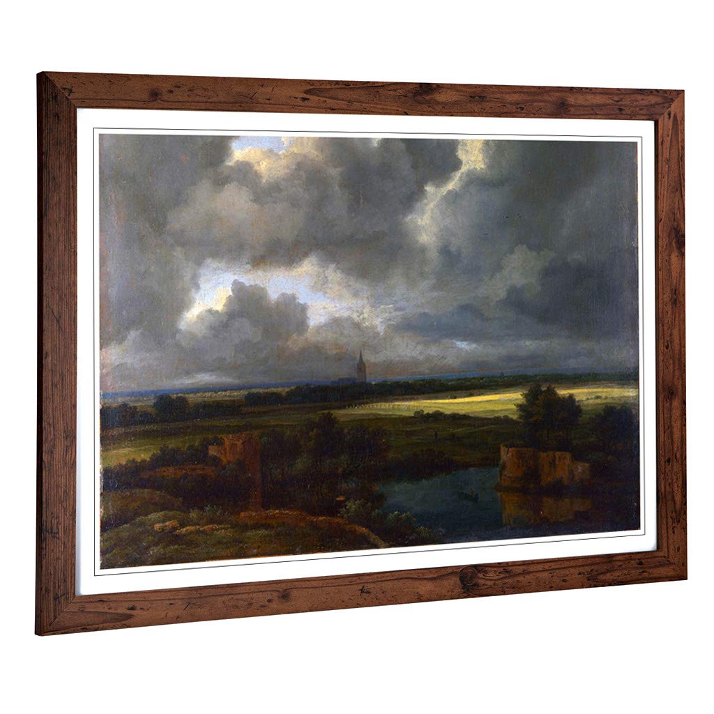 Big Box Art Framed Print of Jacob Ruisdael Landscape with Ruins Design | Wall Art Picture | Home Decor for Kitchen, Living Room, Bedroom, Hallway, Walnut, A2 / 24.5x18 Inch / 62x45cm