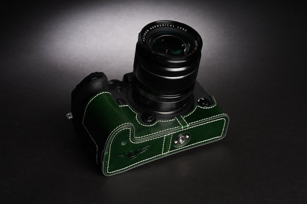 ❤ Crаzу Dеаlѕ Fuji X-H1 Case, BolinUS Handmade Genuine Real Leather Half Camera Case Bag Cover for Fujifilm Fuji X-H1 XH1 Digital Camera Bottom Opening Version + Hand Strap -Green