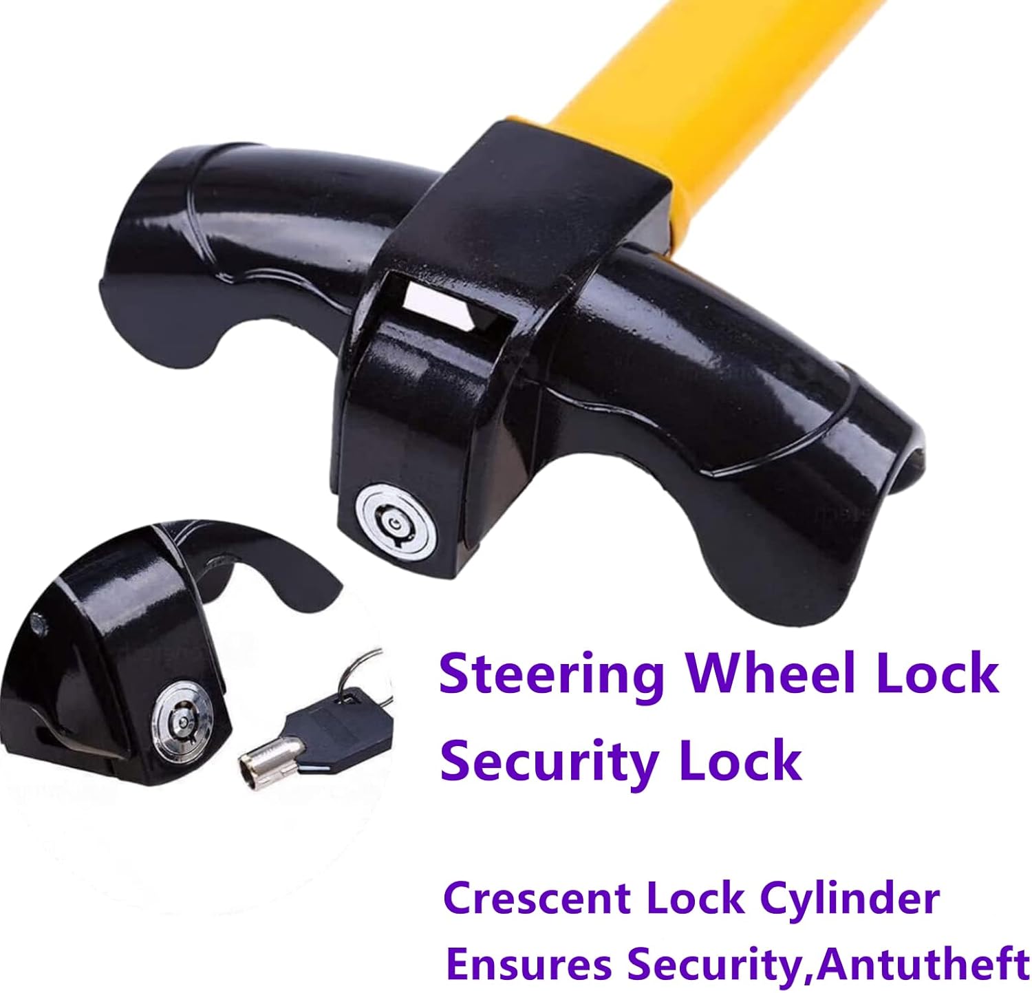 Car Anti Theft Steering Wheel Lock car Theft Prevention Device Car Anti-Theft Security Lock Yellow (1)