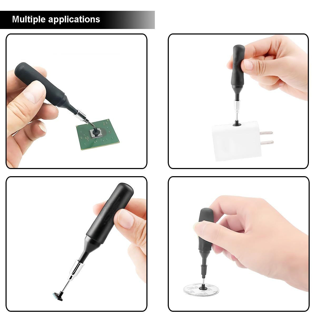 2 pezzi Penna aspirante a vuoto Estrattore IC IC Pick up Tool Chip Remover Tool Circuit Board estrattore di chip con punte di aspirazione Coppe di aspirazione Scatola di immagazzinaggio