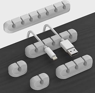 Trenkyo Cable Clips, Cord Organizer Cable Management, Cable Organizers USB Cable Holder Wire Organizer Cord Clips, Cord Holder for Desk Car Home and Office (1/1/3/5/7 Slots)-Grey