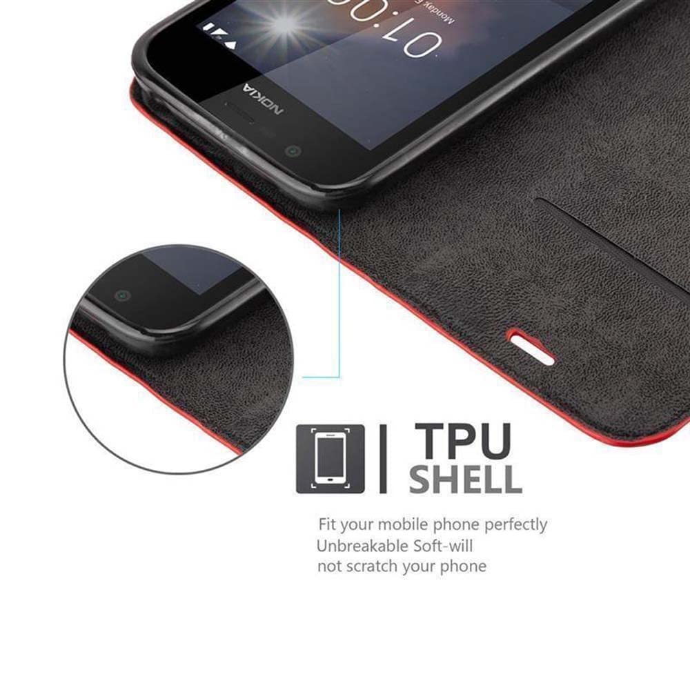 Cadorabo Custodia Libro per Nokia Lumia 640 in ROSSO MELA - con Vani di Carte, Funzione Stand e Chiusura Magnetica - Portafoglio Cover Case Wallet Book Etui Protezione