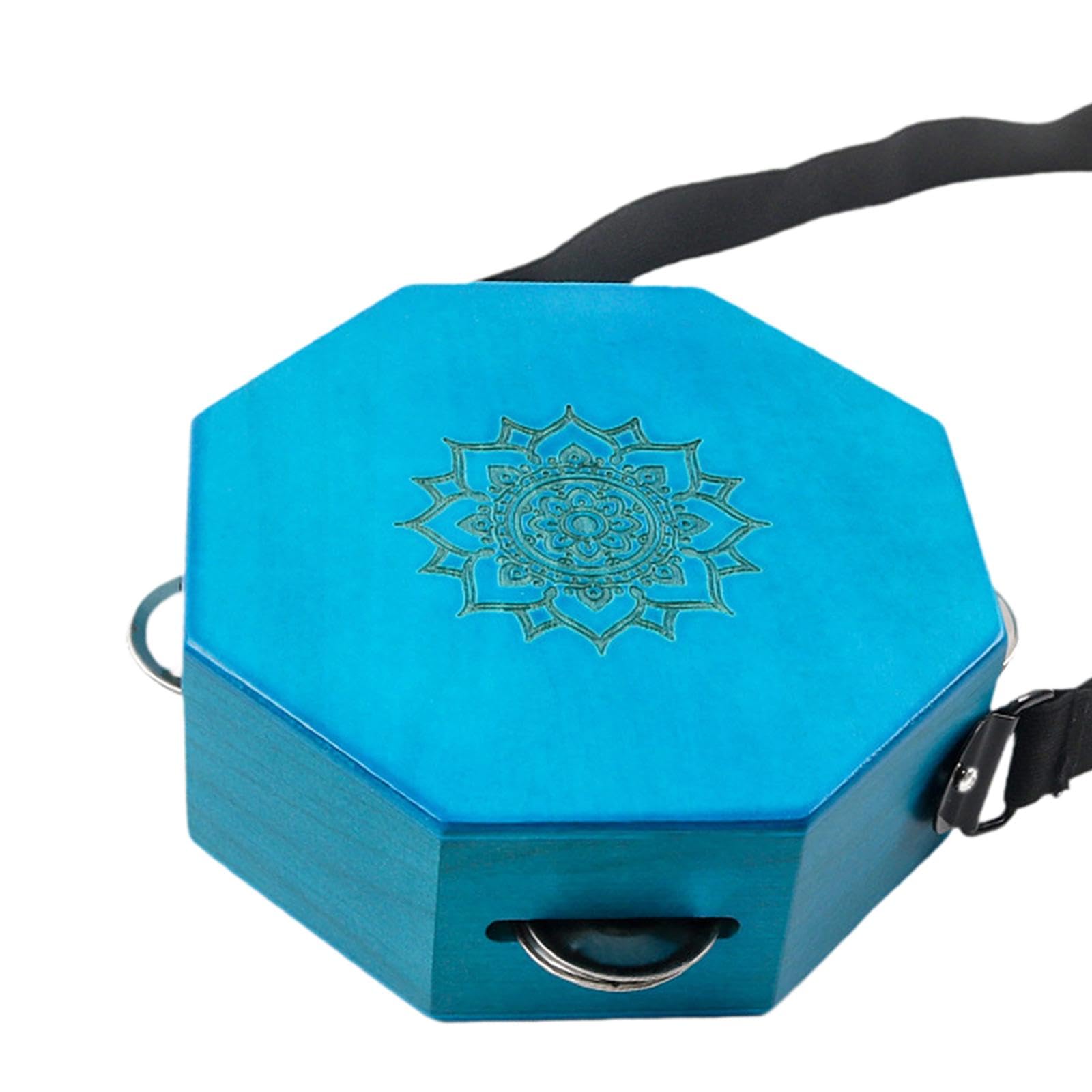 Cajon Portable En Bois, Tambour à Main, Instrument de Percussion, Tambourin, Shaker, Design Rotatif, Fait Main En Bois, Idéal pour Les Débuta, Octogone Bleu