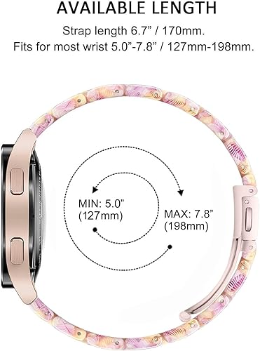 Vista 202 de Correas compatibles con Samsung Galaxy Watch 7 / FE / 6/6 Classic / 5/5 Pro / 4/4 Classic / 3 de 1.614 in / Huawei GT3 de 1.654 pulgadas, 0.787