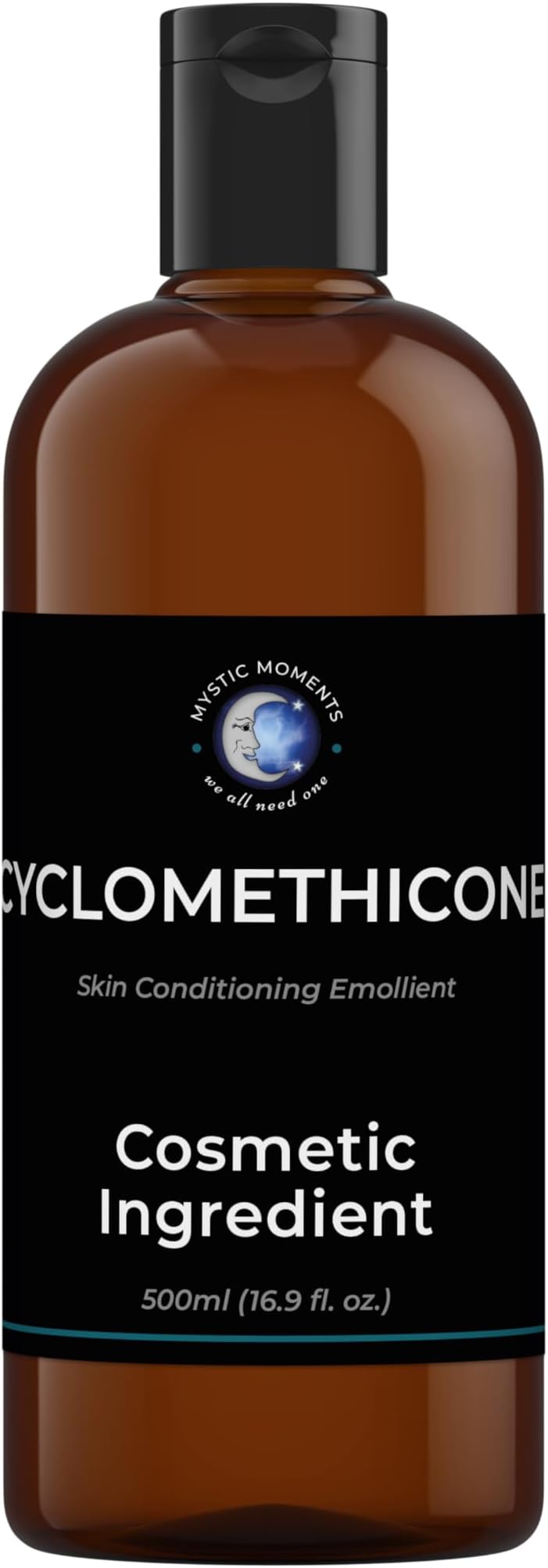 Mystic Moments | Cyclomethicone Emollient 500ml | Volatile Silicone Blend | for Cosmetic Formulations | Adds Silky Feel, Enhances Spreadability | External Use Only | Fast Evaporating