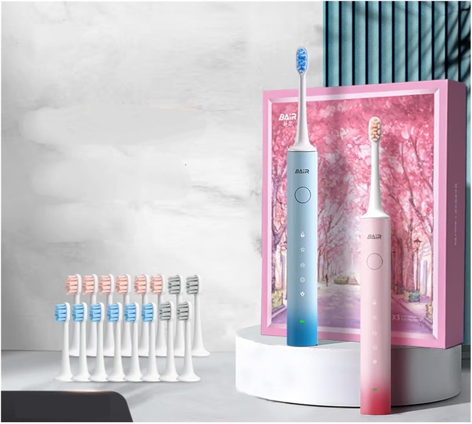 BAIR X3 Electric Toothbrush Adult Rechargeable Smart Sonic Couple Set Fully Automatic Toothbrush Men Female Students Party Men Gift Girlfriend Cool Black Joint Model (32-33, 34-35, 36-37, 38-39,