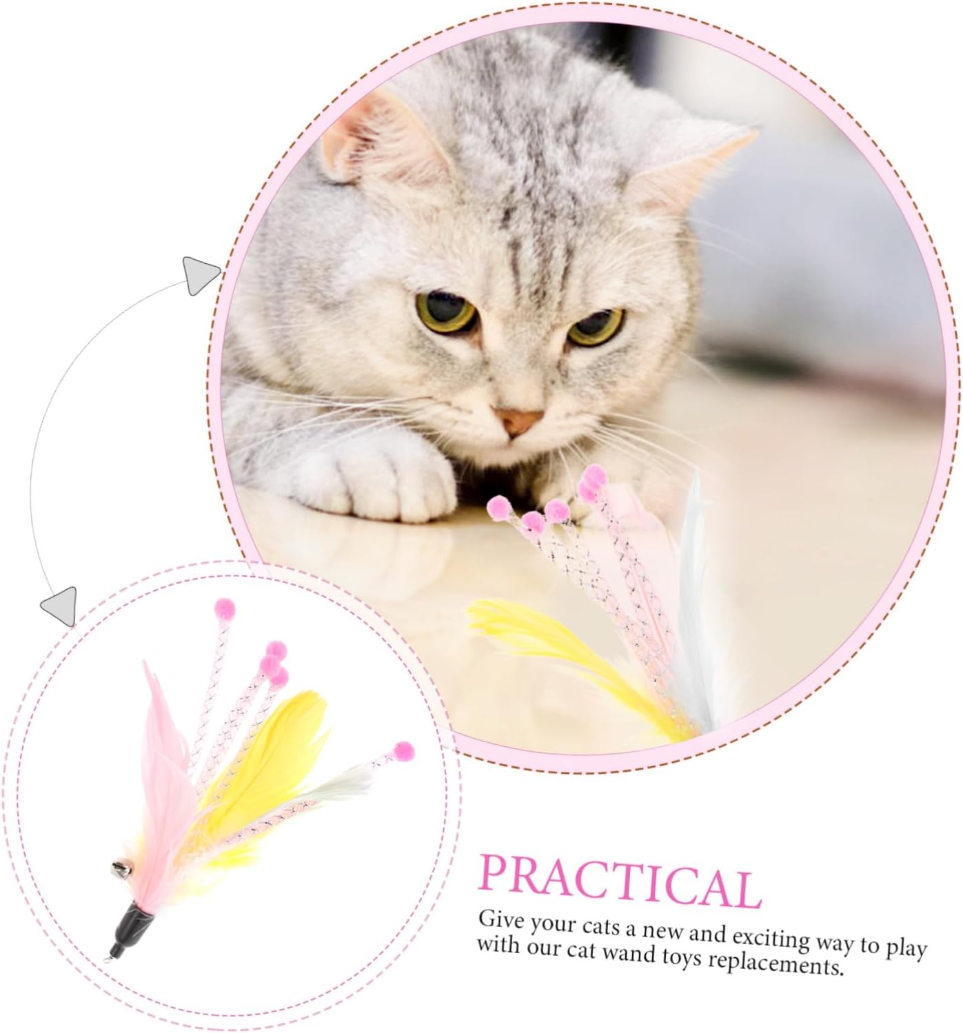 40pcs Cat Teaser Replacements for Interactive Play Stimulates Hunting Instincts Encourages Active Behavior Cats for Indoor Fun