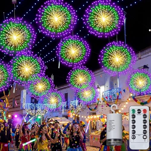 Tujoe 6 Pack Firework Lights 225 LED Copper Wire, Green, Gold, Purple