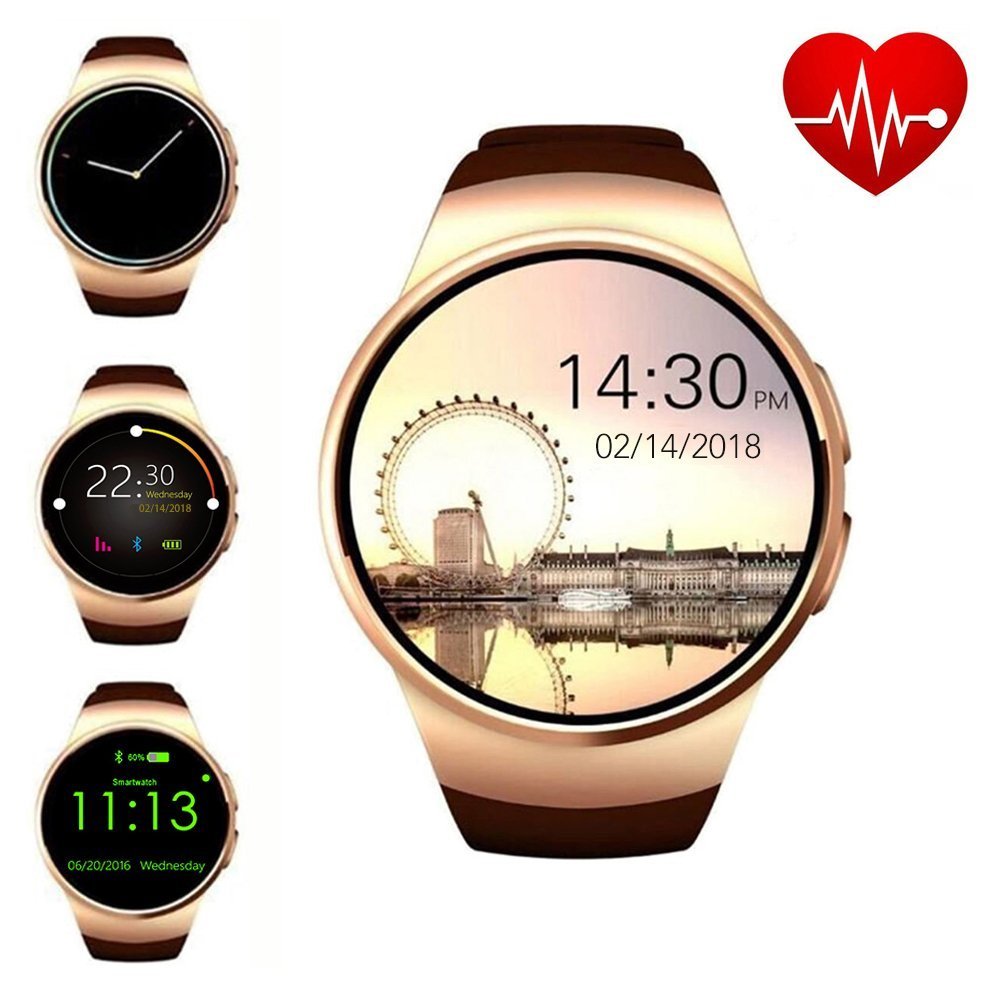 Smart Watch, ZAOYI Bluetooth Smartwatch with 1.5 Inches IPS Round Touch Screen and Heart Rate Monitor Play Music Pedometer Smart Health Watch Support Nano SIM TF Micro SD Card for iOS iPhones Samsung Huawei Gear S2 Android IOS Multi languages for Men Women Adults