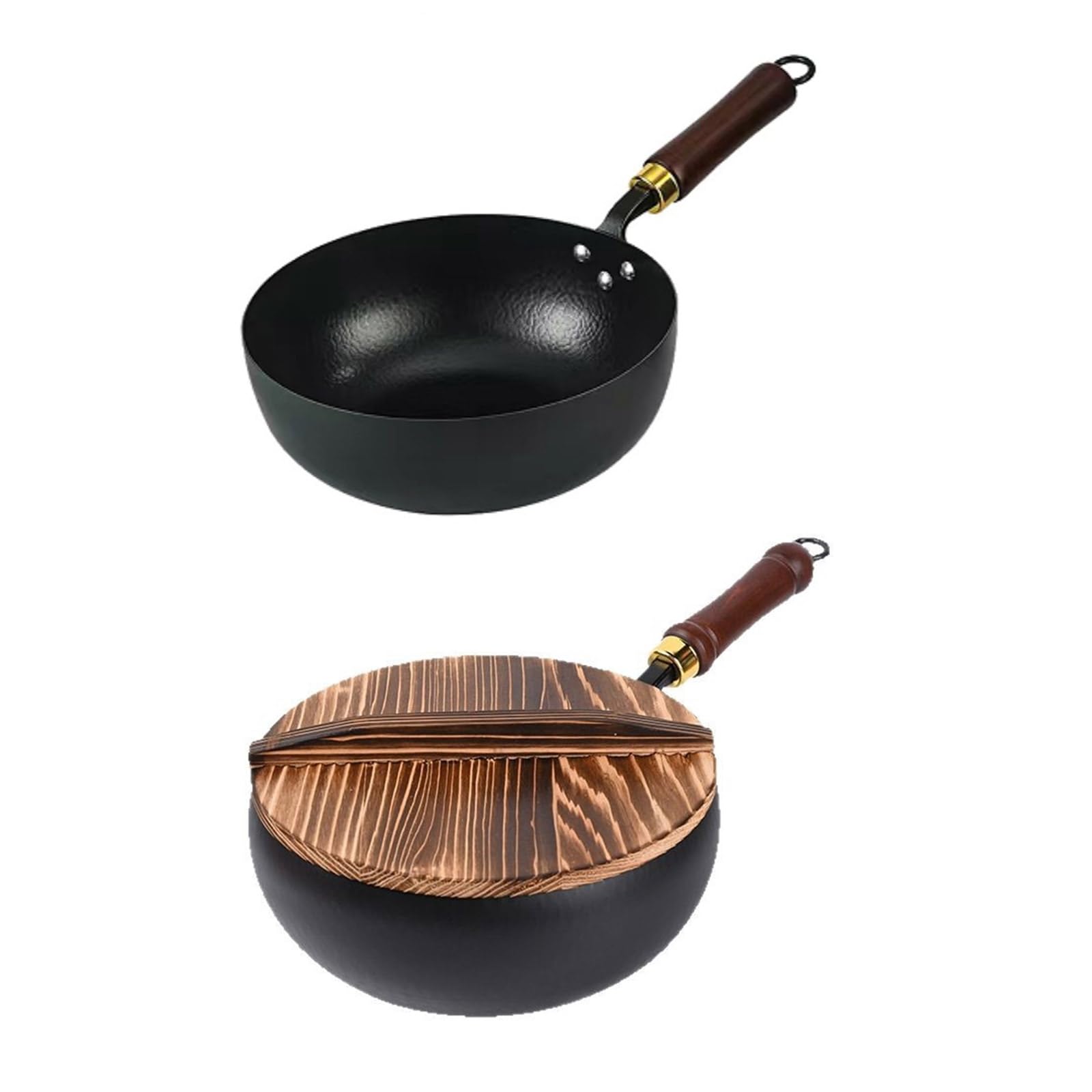 XAGMODSHN Padella professionale in acciaio carbonio con fondo da 24 cm per riscaldamento rapido, soffritto e preparazione dei pasti in famiglia, padelle con finiture lisce