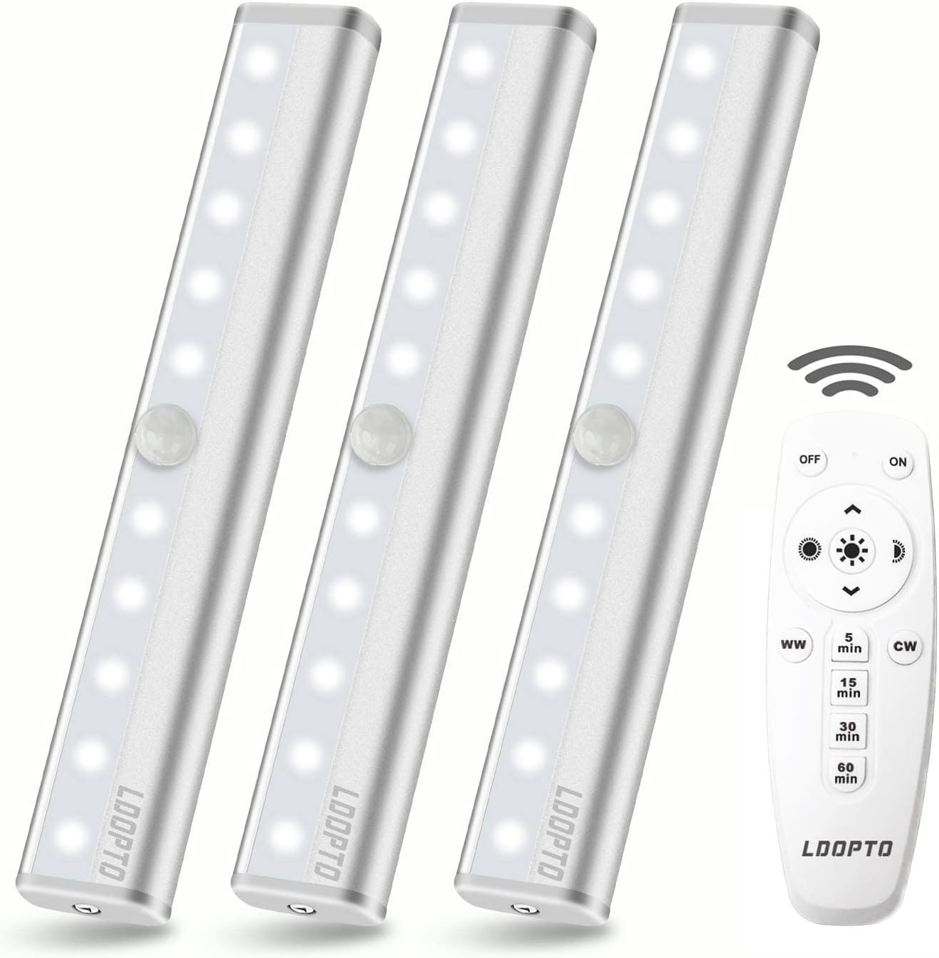 Battery Operated Under Cabinet Kitchen Lights with Remote Control and Touch Switch Timer Under Counter Lights Adjustable Brightness for Kitchen Bedroom Corridor, Multiple Colors 3 Pack