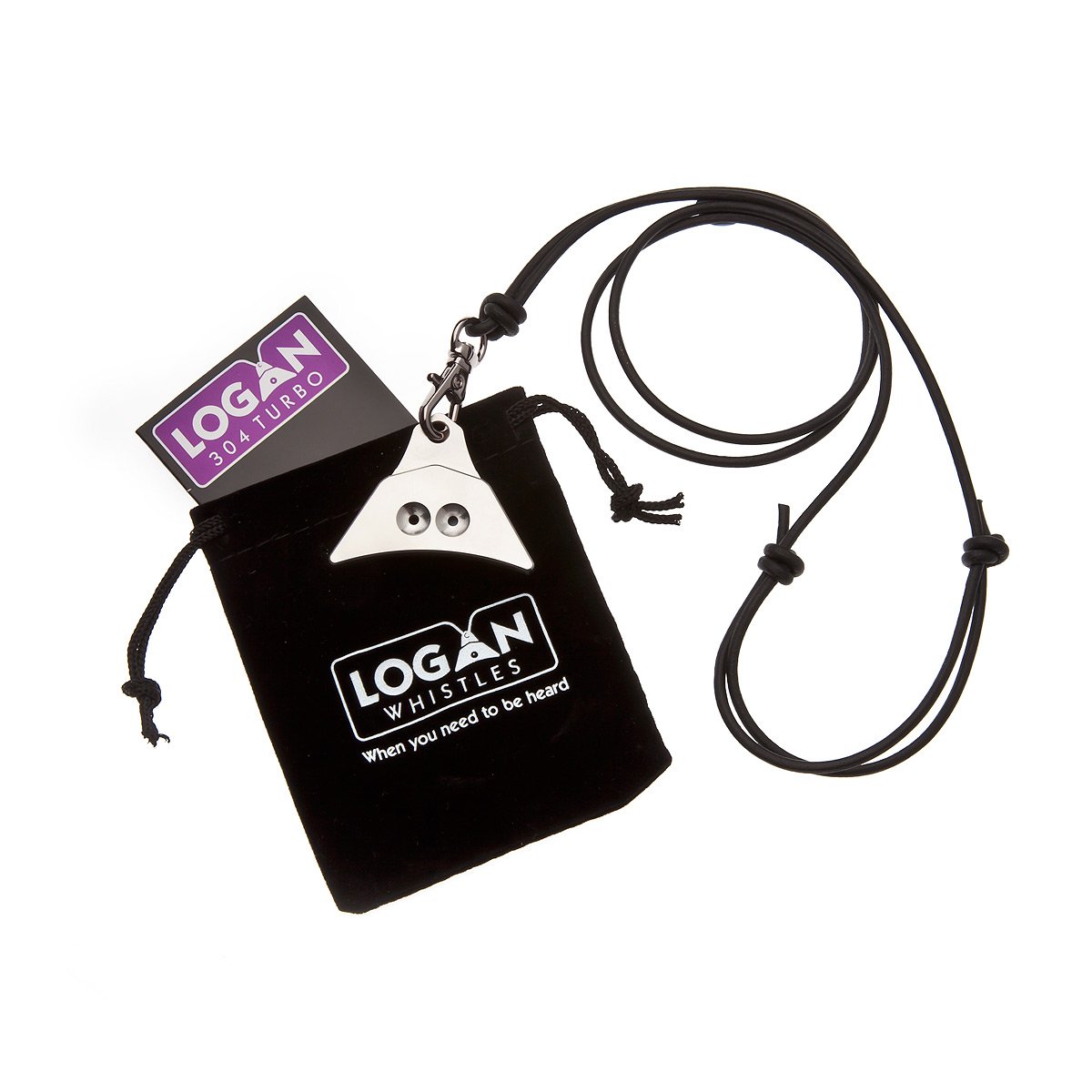 Logan 304 Turbo Shepherds Whistle & Leather Lanyard, Edelstahl