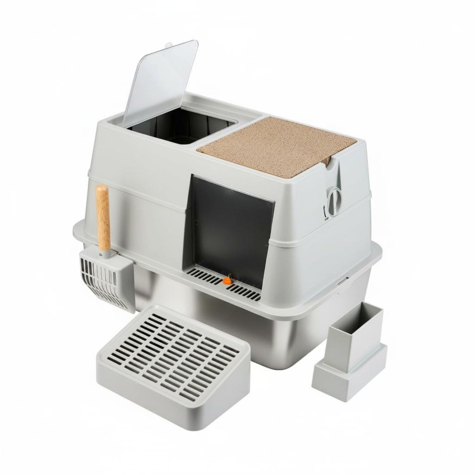 Contenedor de Residuos Encerrado para Gatos Caja de Arena Baño para Gatos Arenero con Control de Olores y Construcción, 60 X 40 X 40.5 Cm, Caja De Arena Cerrada con Entrada Frontal