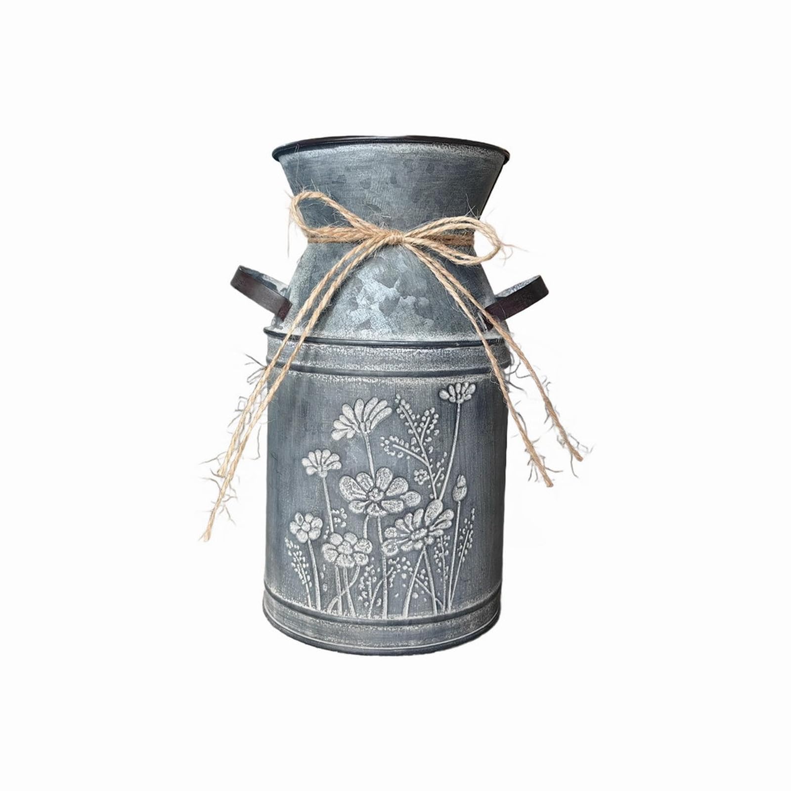 Kalttoy Farmhouse Decors Galvanized Metal Flower Vases Shabby Milk Can Storage Pitcher Planter for Kitchen Bathroom Home Decors Antique Galvanized Metal Milk Can Vase