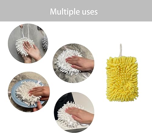 Miniatura 7 de iMaylex Paquete de 2 toallas de mano de felpilla, de secado rápido y de microfibra de alta absorción con bucles para colgar para cocina y baño, 5.9