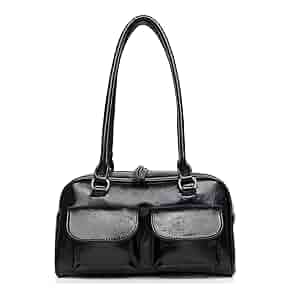 バッグ Braiding leather boston bag black Y2K FTDENE Y2K Shoulder Purses for Women Trendy - PU Leather
