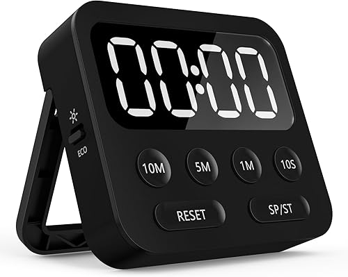 Miniatura 8 de TCHOU Temporizador de cocina, cronómetro digital magnético, temporizador de cuenta regresiva con gran volumen de pantalla LED ajustable para