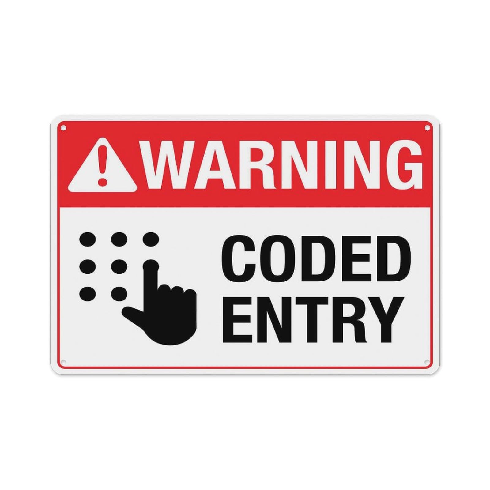 peiyeety Warning Coded Entry Sign Aluminum Tin Warning Signs for Home Outdoor Garden 12X16 Inches