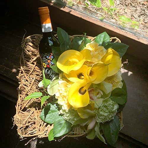Amazon Co Jp フラワーギフト ワイン 花 黄色 ギフト お酒 赤ワインとイエローカラーの花柄ワインセット ホーム キッチン