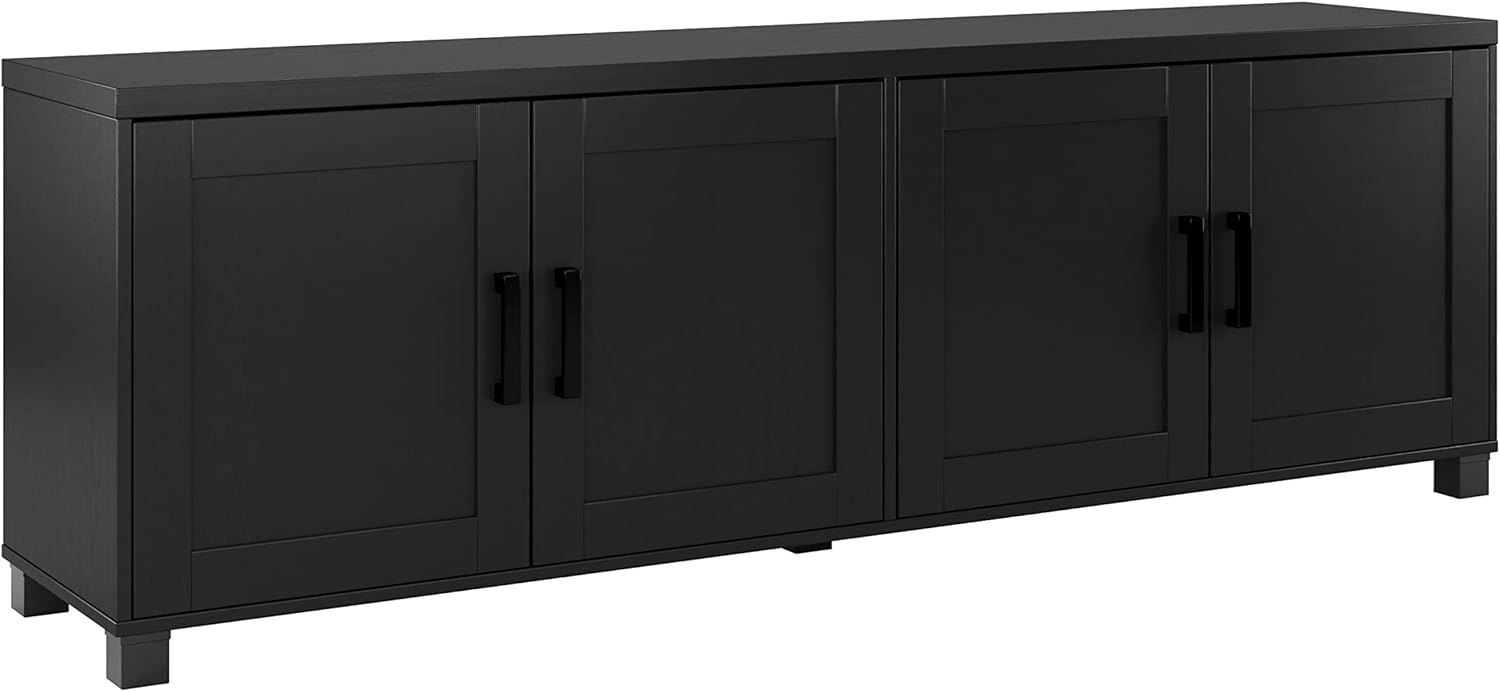 CorLiving Virlomi Contemporary Closed Storage Black TV Stand for TVs up to 85" - for Living Room, Large Media Cabinet, Entertainment Center, Modern TV Console