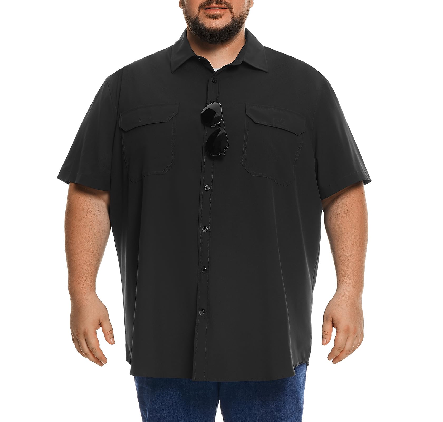 Big and Tall Mens Fishing Shirt UPF 50+ Sun Protection Shirt SPF Quick Dry 2XL-6XL