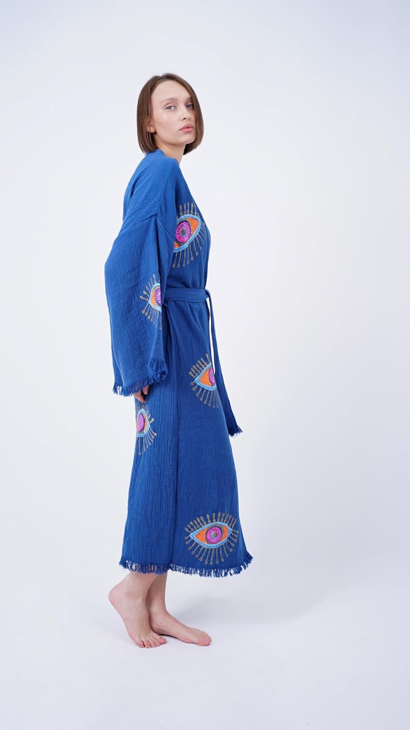 Handmade Evil Eye Boho Kimono – Beachwear Festival Cover Up - Image 4