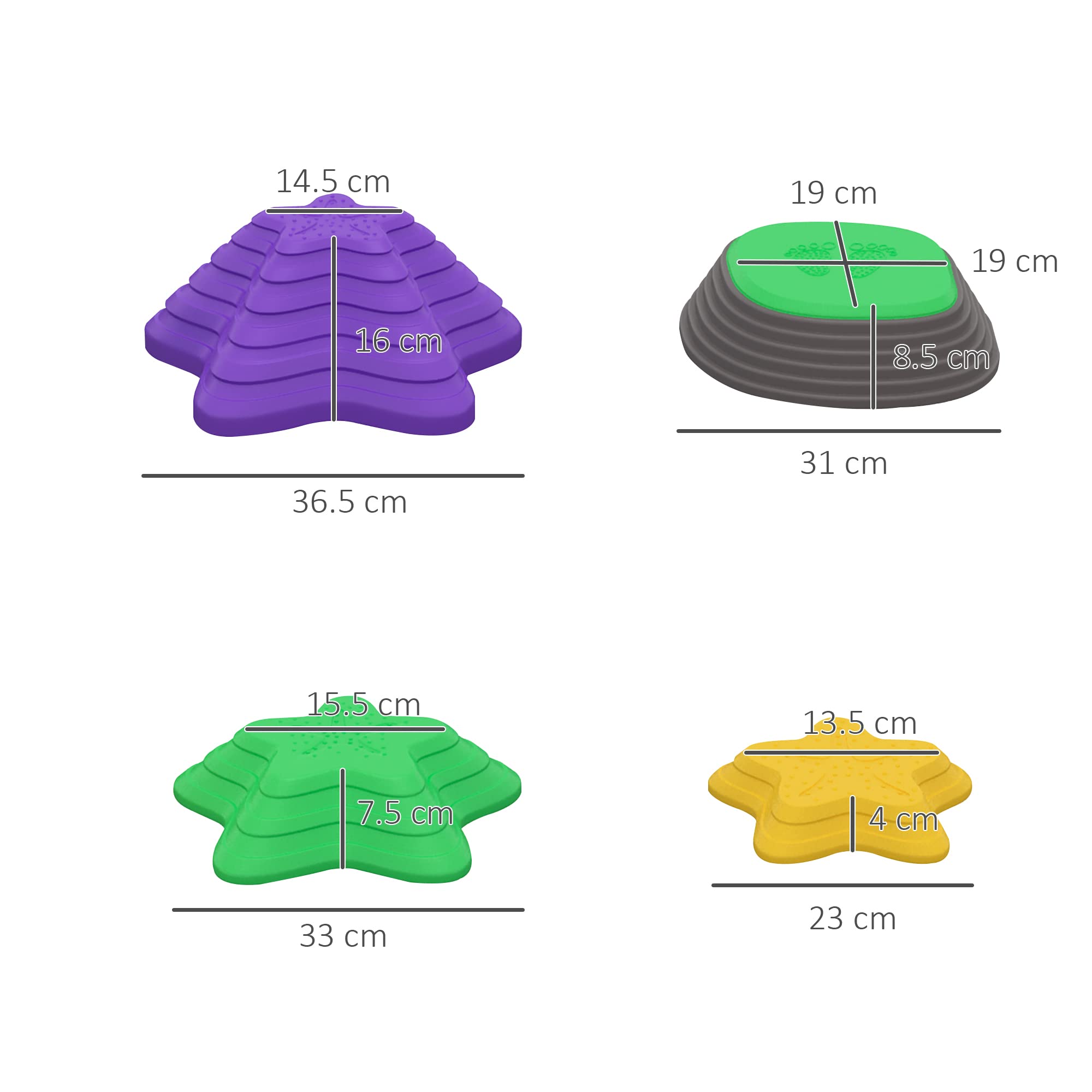 ZONEKIZ Piedras de paso para niños, 11 piedras de río de equilibrio para carrera de obstáculos, apilables, antideslizantes, forma de estrella de mar, juego sensorial para interiores y exteriores