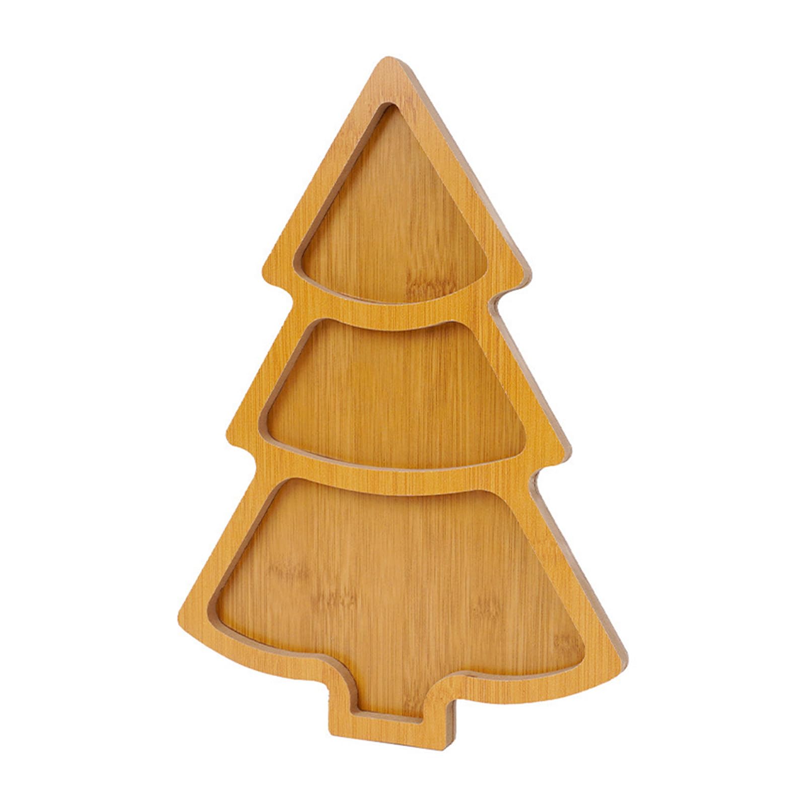 Kalttoy Of 2 Christmas Tree Wooden Serving Platters Holiday Themed Wooden Platters Storage Tray for Charcuterie and Snacks Serving Trays