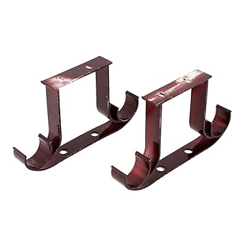 Sellify 1-inch or 1 1/8-inch Double Drapery Curtain Rod Bracket Dark Red 2pcs