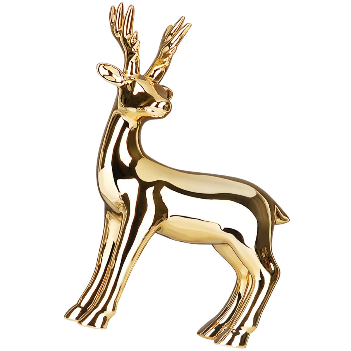 Figura Artesanía Decorativa Elegante y Delicada de Cerámica Electrochapada de Ciervo Dorado para Oficina o Decoración de Animales Hogar