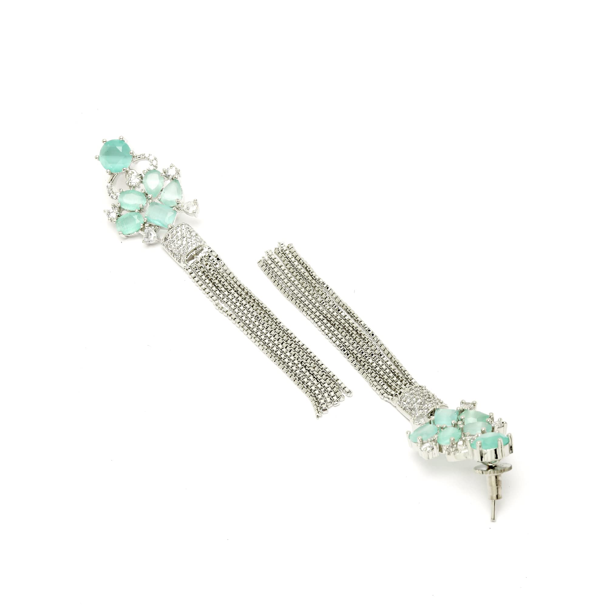 Rhodium Plated Drop Earrings