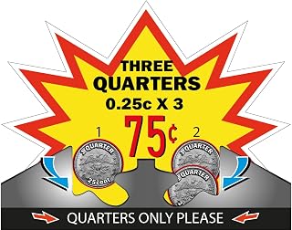 75 Cent Price Decal for Big Capsule Vending Machine & Northwestern 3 Quarters Coin Mechanism - Original Gumball Machine Display Labels. Inside Sticker. Eye-catching Reverse Vinyl Decal - (25 pc)