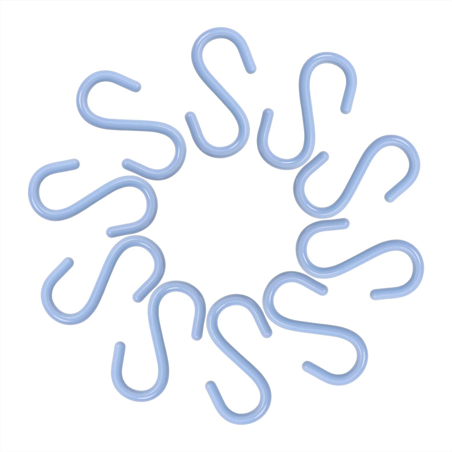 Mini Skater 2.5" Small Plastic S Shaped Hooks, Multifunctional Portable S Shape Hanging for Plants, Kitchen, Bathroom, Clothes (10Pcs) (Blue)
