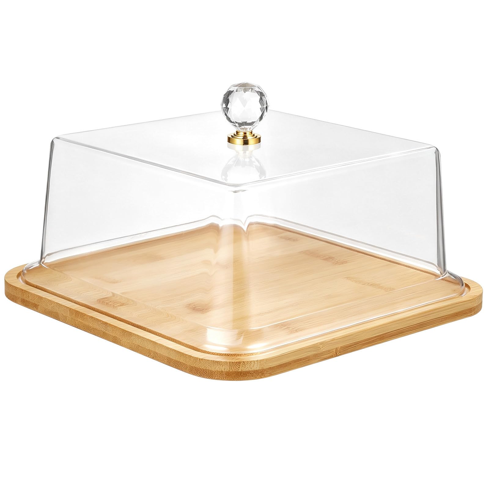 HEMOTON Cubierta Acrílica Transparente para Pasteles con Base de Madera, Soporte para Pasteles con Diseño Simple Que Mantiene la Comida Limpia y Exhibe Dulces Hogar